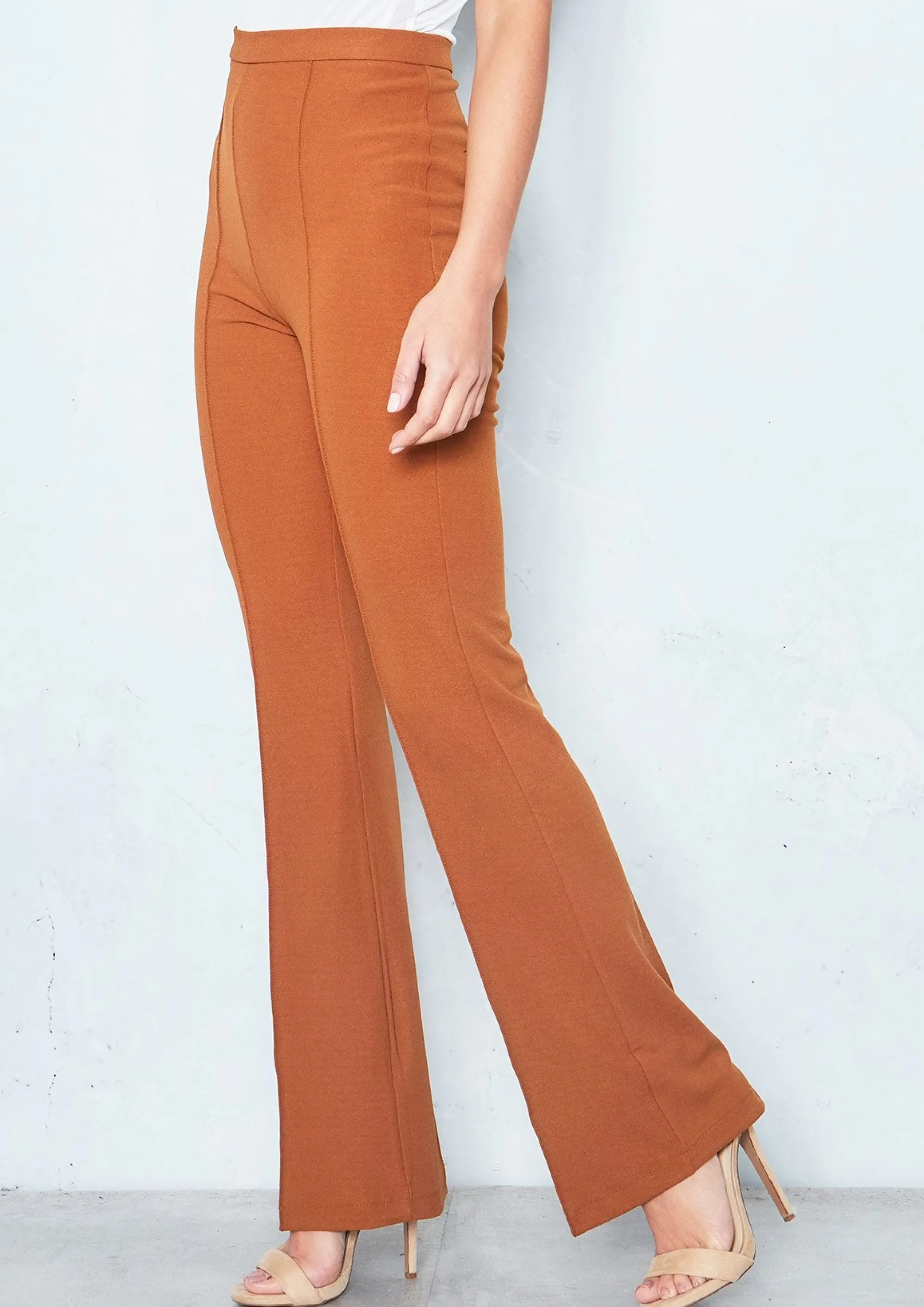 Missy Empire Nikita Rust High Waist Straight Leg Trousers^Women Trousers