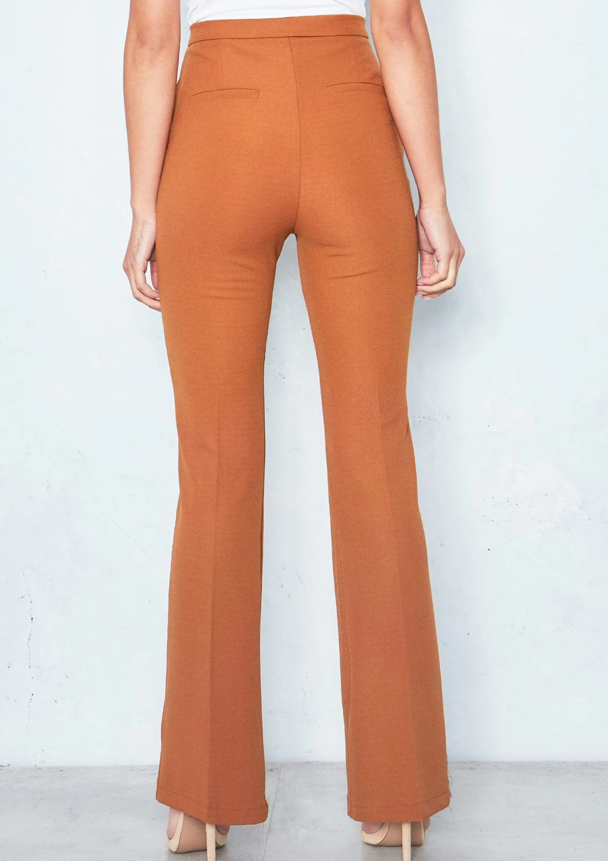 Missy Empire Nikita Rust High Waist Straight Leg Trousers^Women Trousers