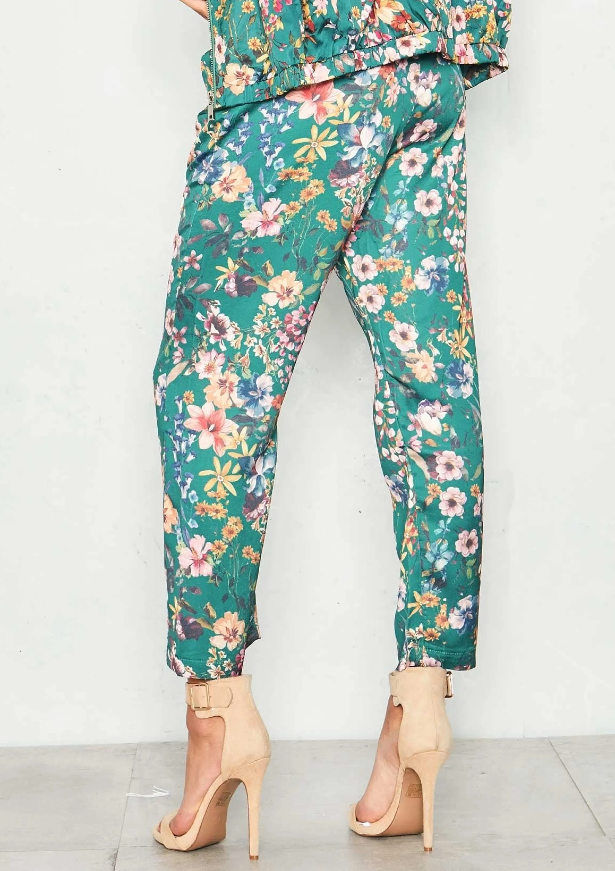 Missy Empire Nova Green Satin Floral Trousers^Women Trousers