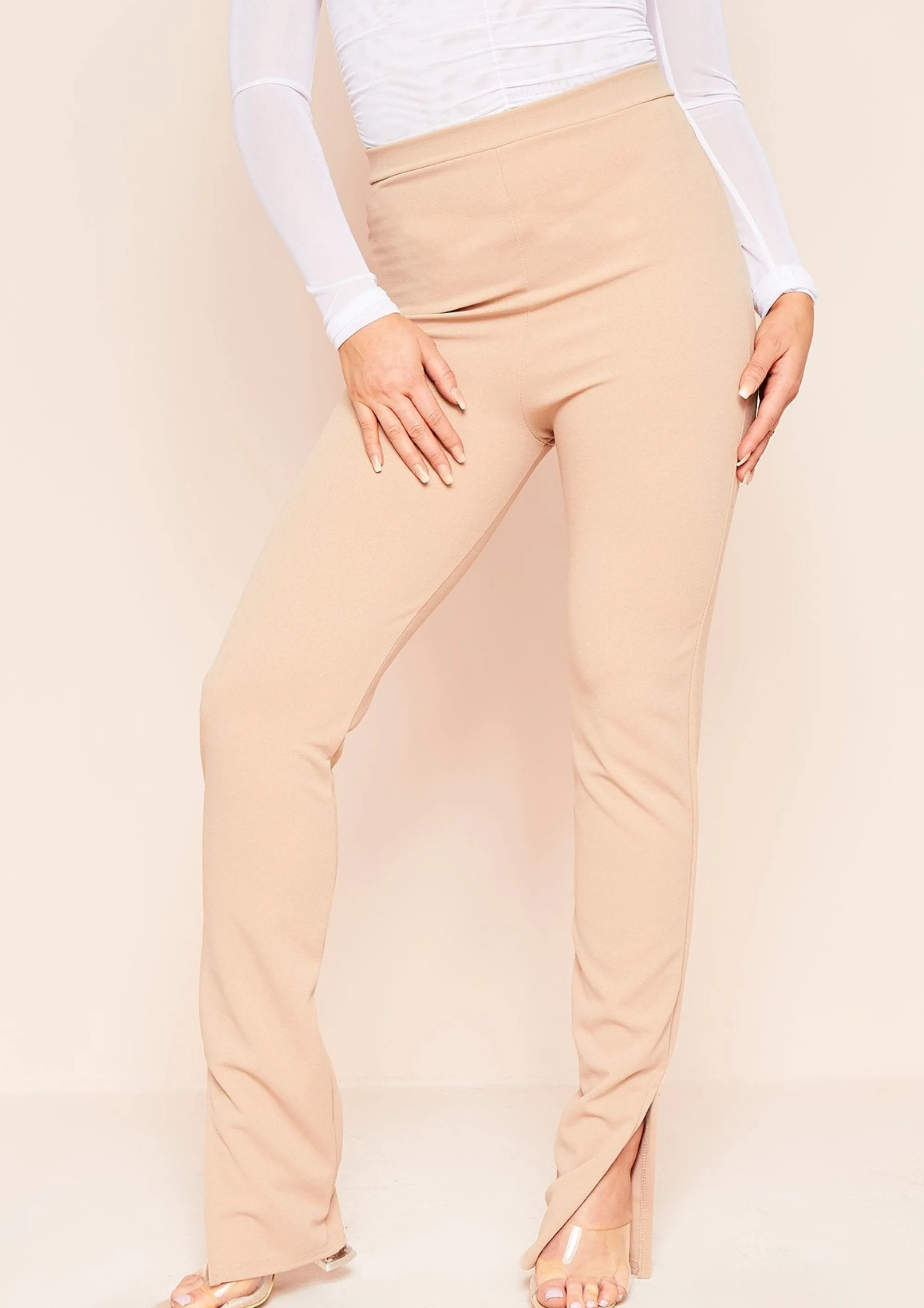 Missy Empire Nova Stone Split Side Trousers^Women Trousers