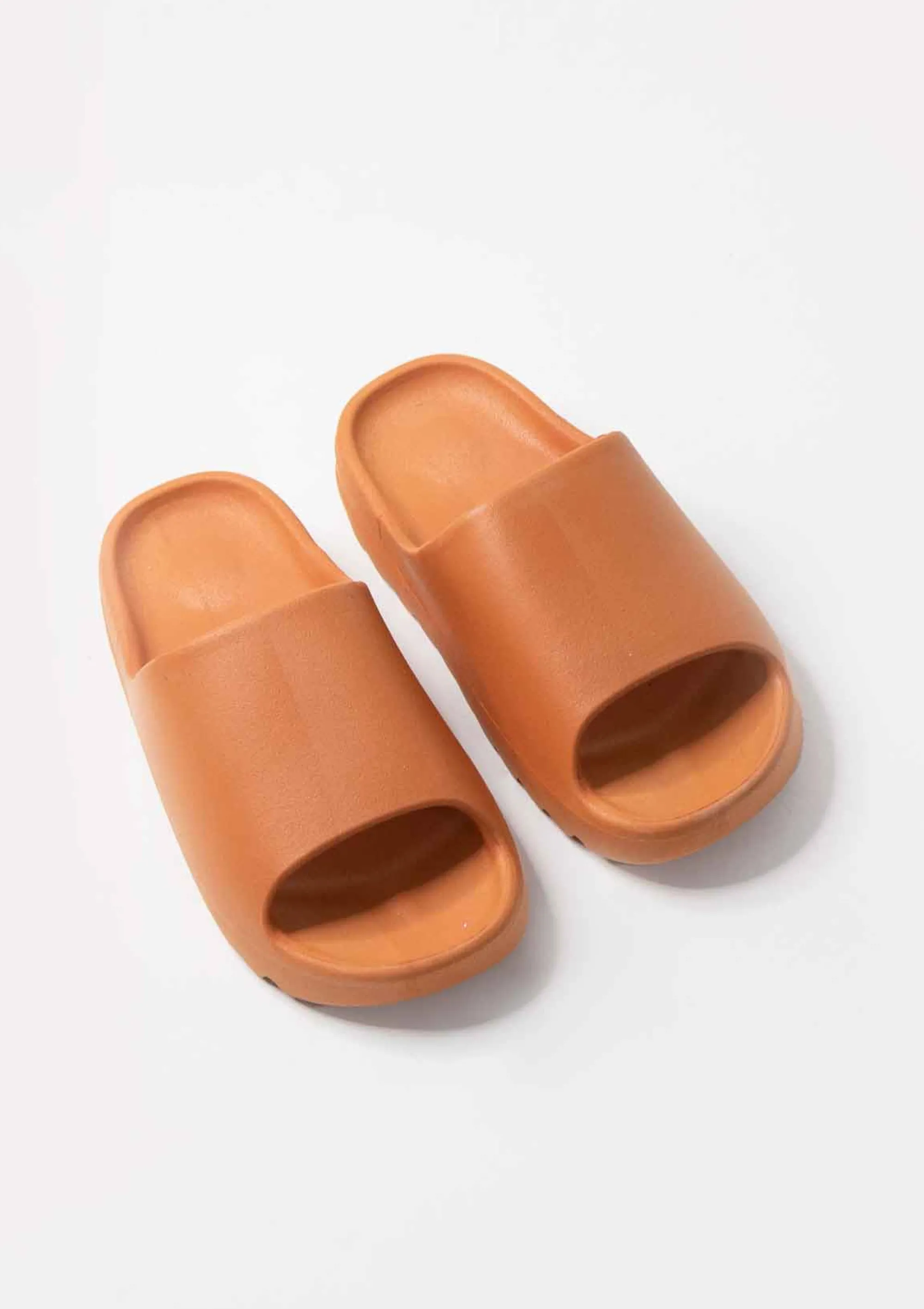 Missy Empire Odessa Orange Rubber Ribbed Sole Sliders^Women Sandals