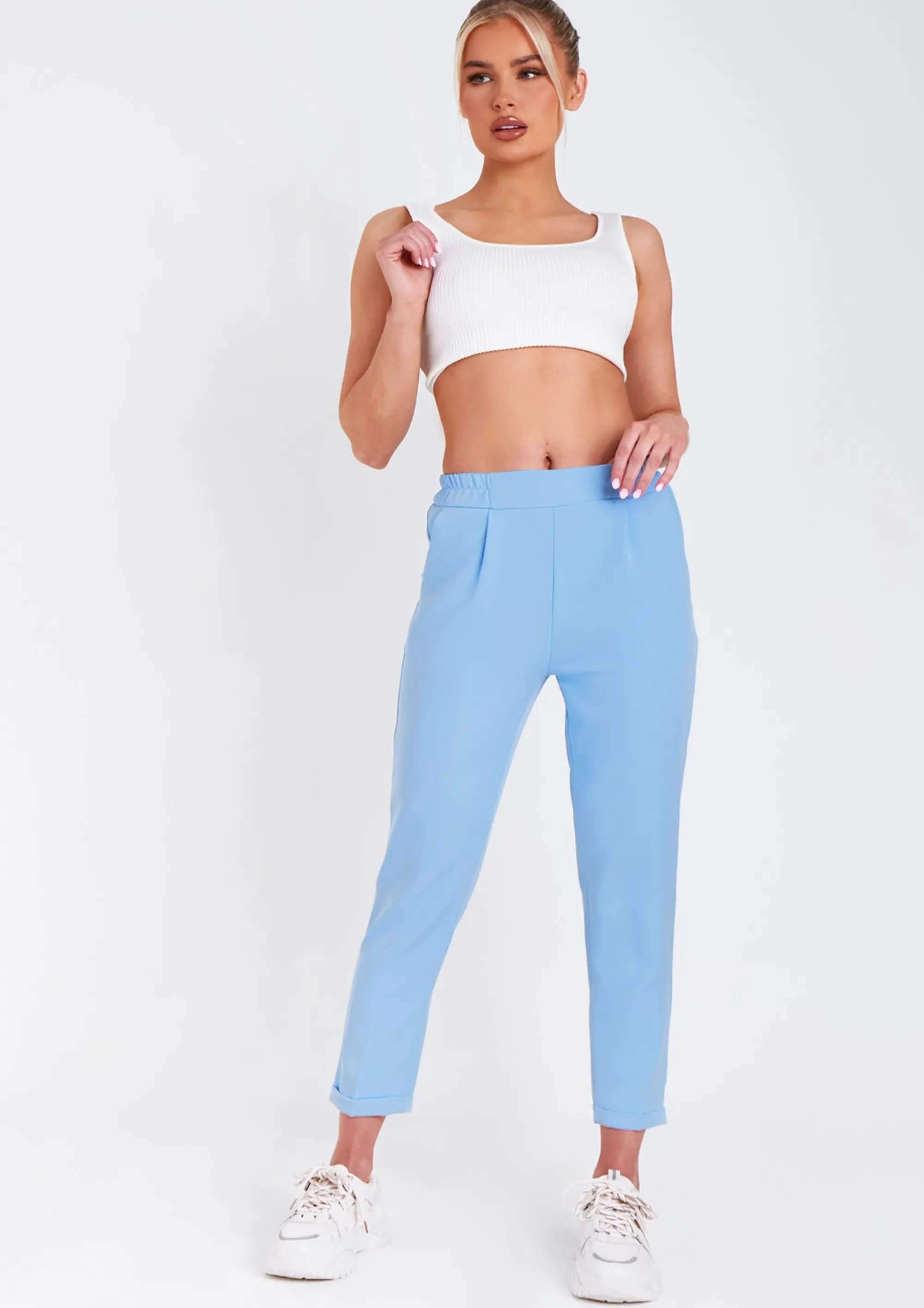 Missy Empire Rachel Blue Tailored Straight Leg Trouser^Women Trousers