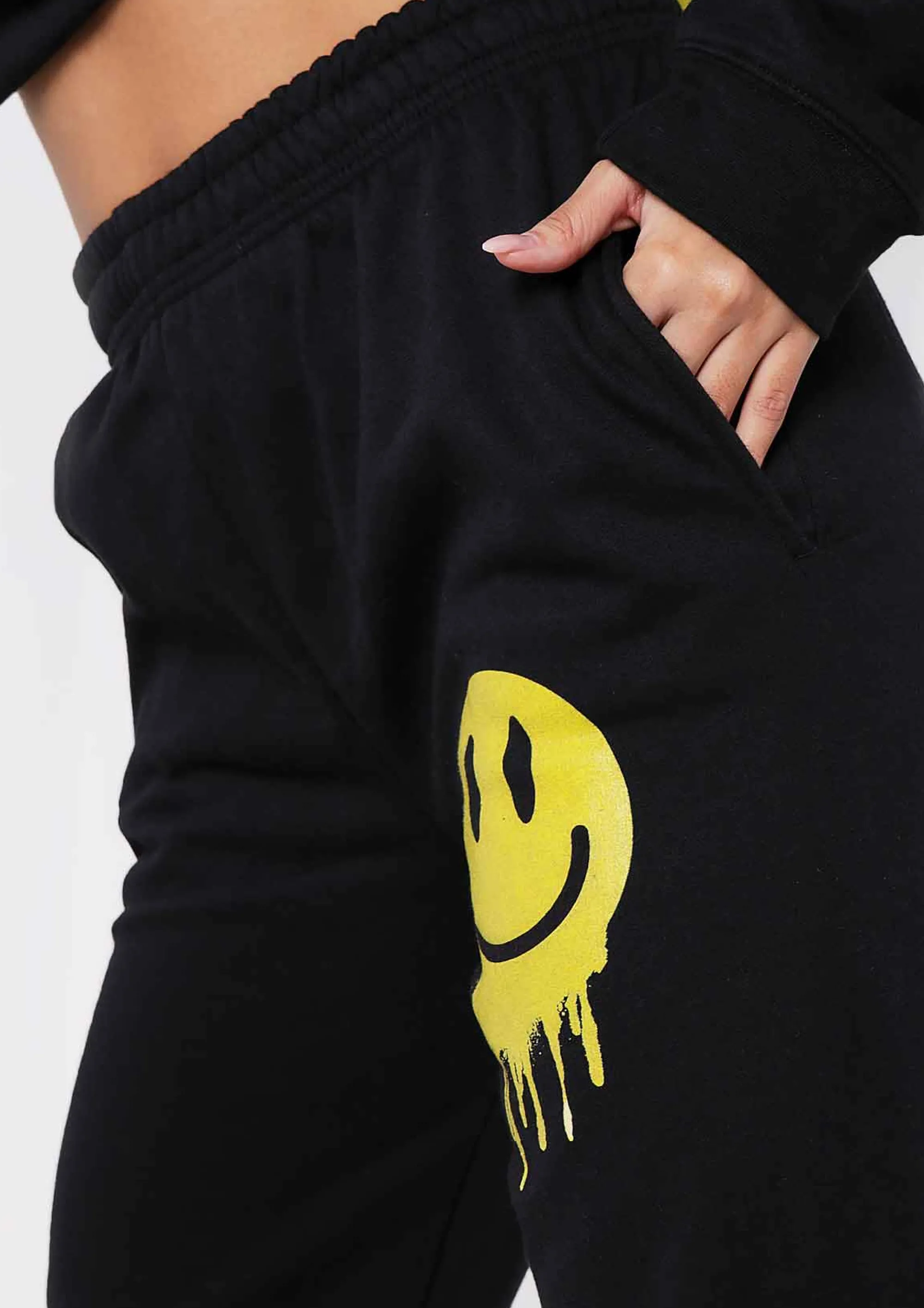 Missy Empire Rai Black Smiley Face Jogger New