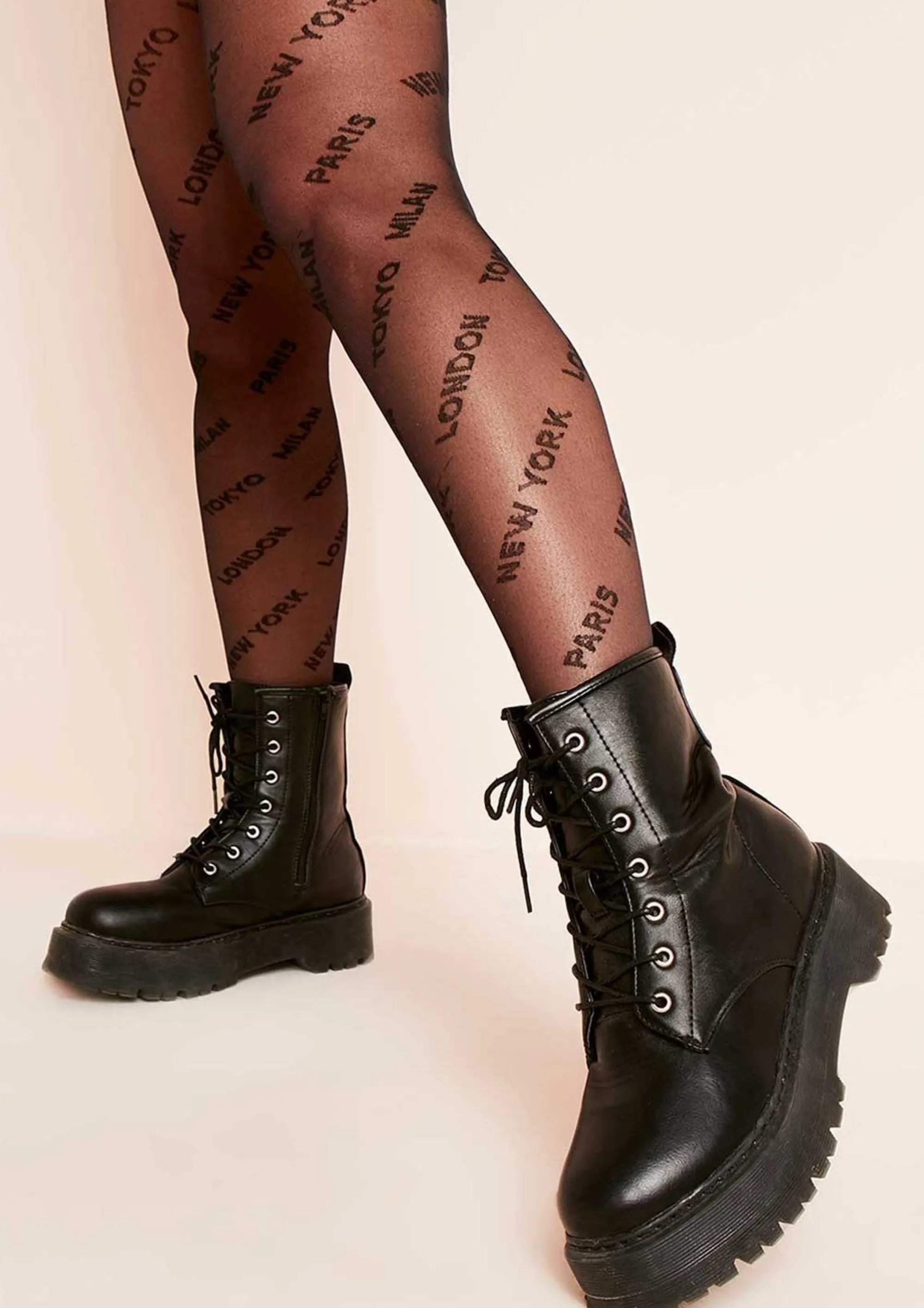 Missy Empire Reeya Black Slogan Print Tights^Women Socks & Tights