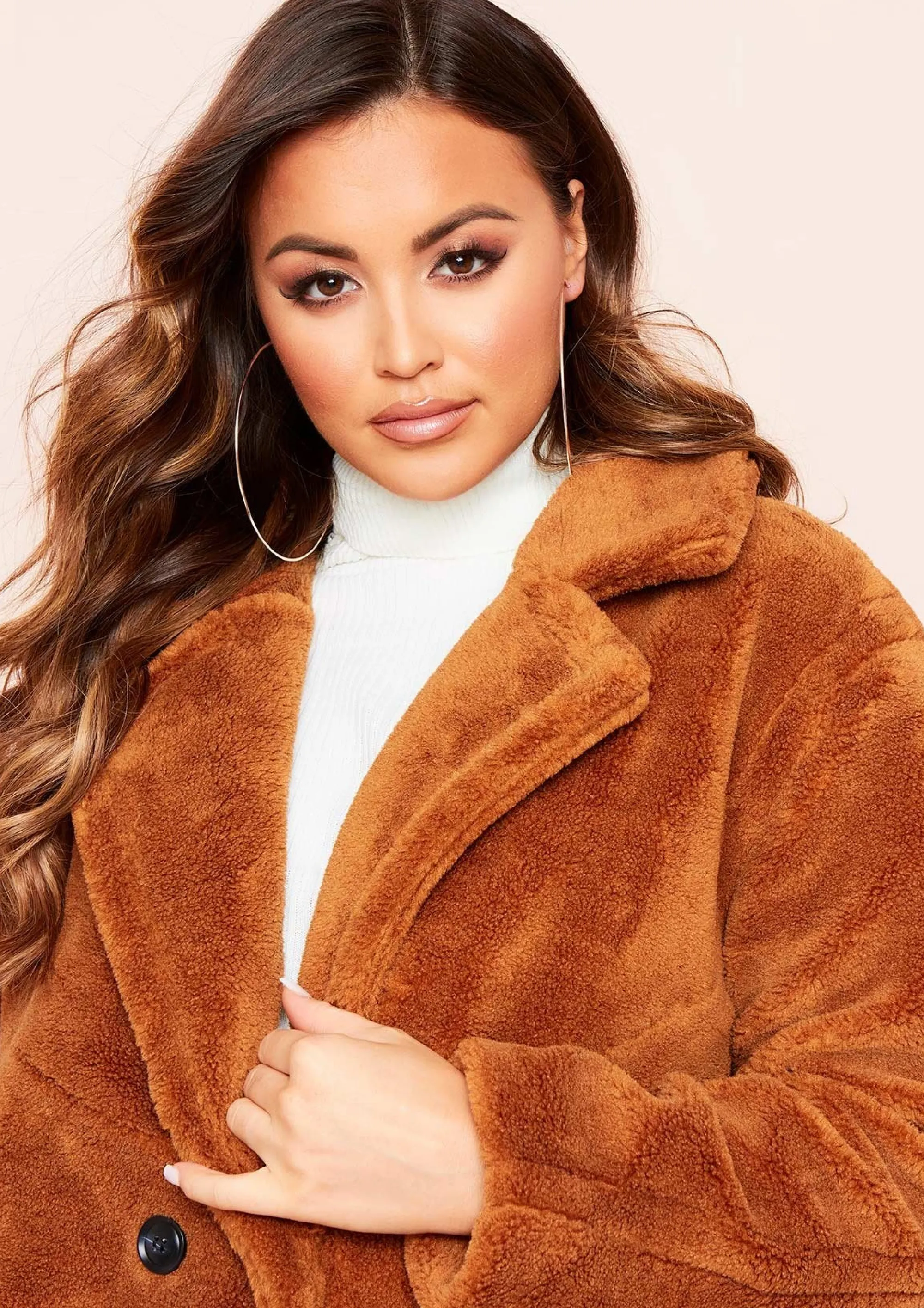 Missy Empire Remy Brown Faux Fur Midi Oversized Coat Store