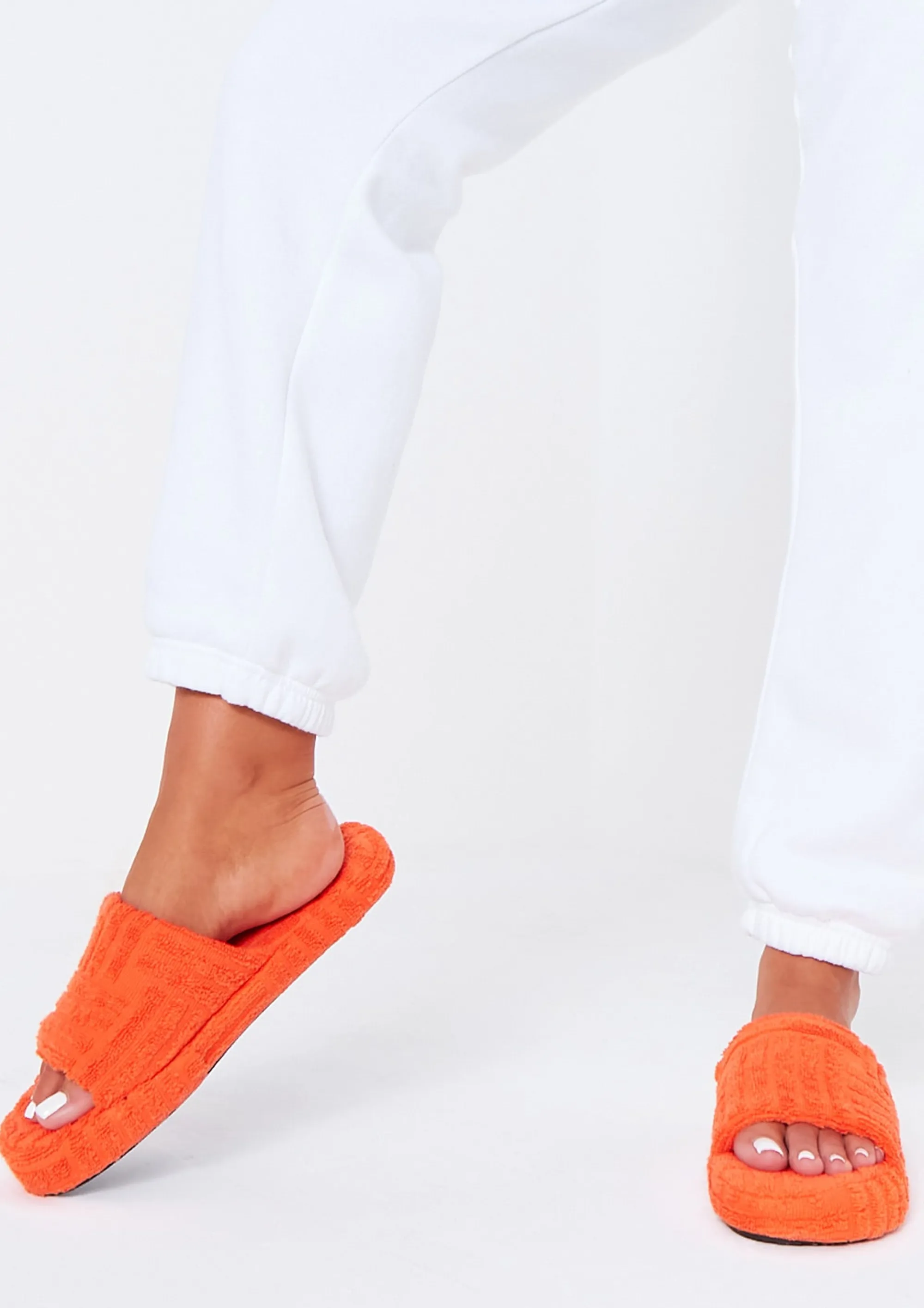 Missy Empire Rochelle Orange Terry Slides^Women Sandals