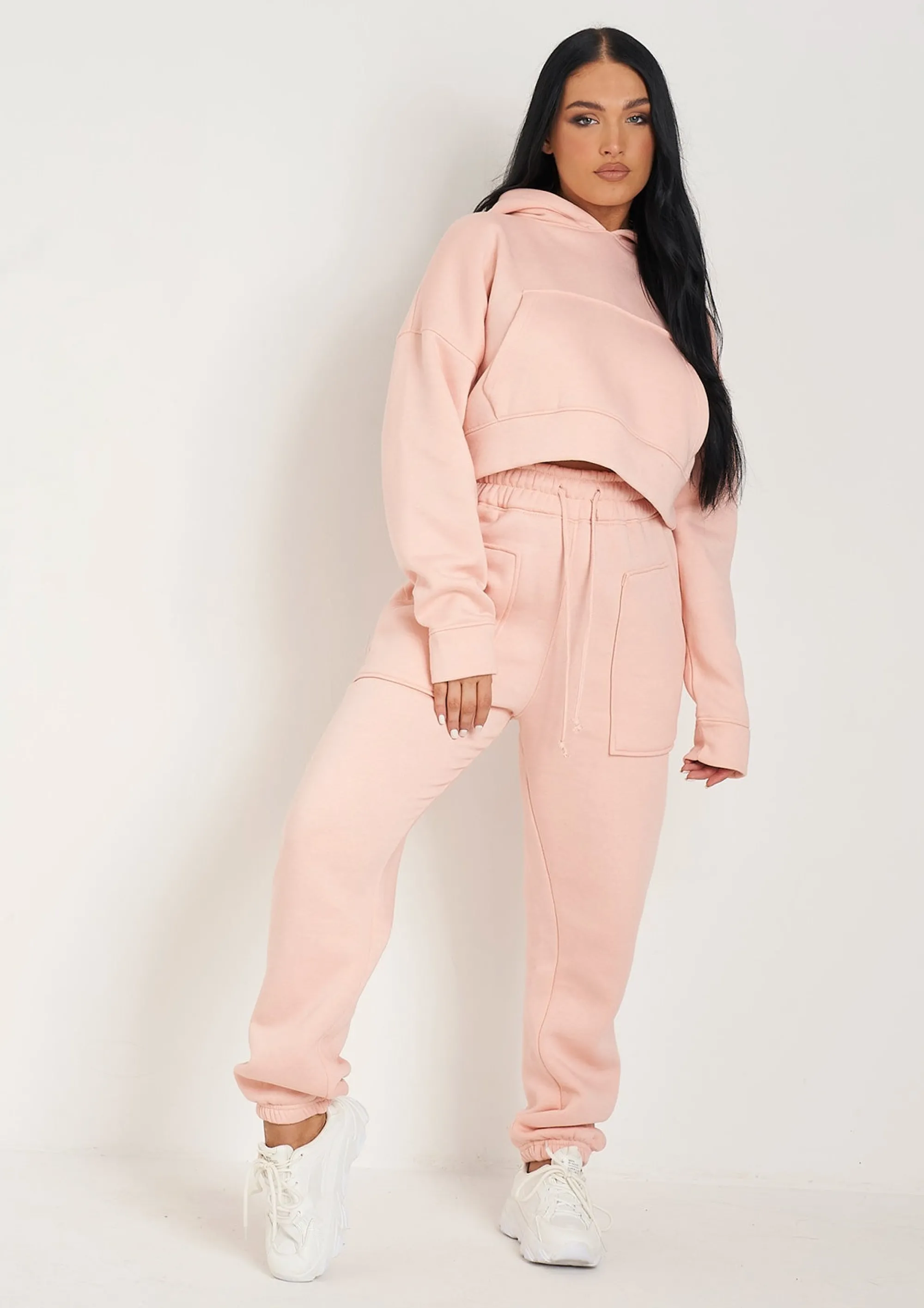 Missy Empire Romy Peach Pocket Front Oversized Joggers^Women Tracksuits