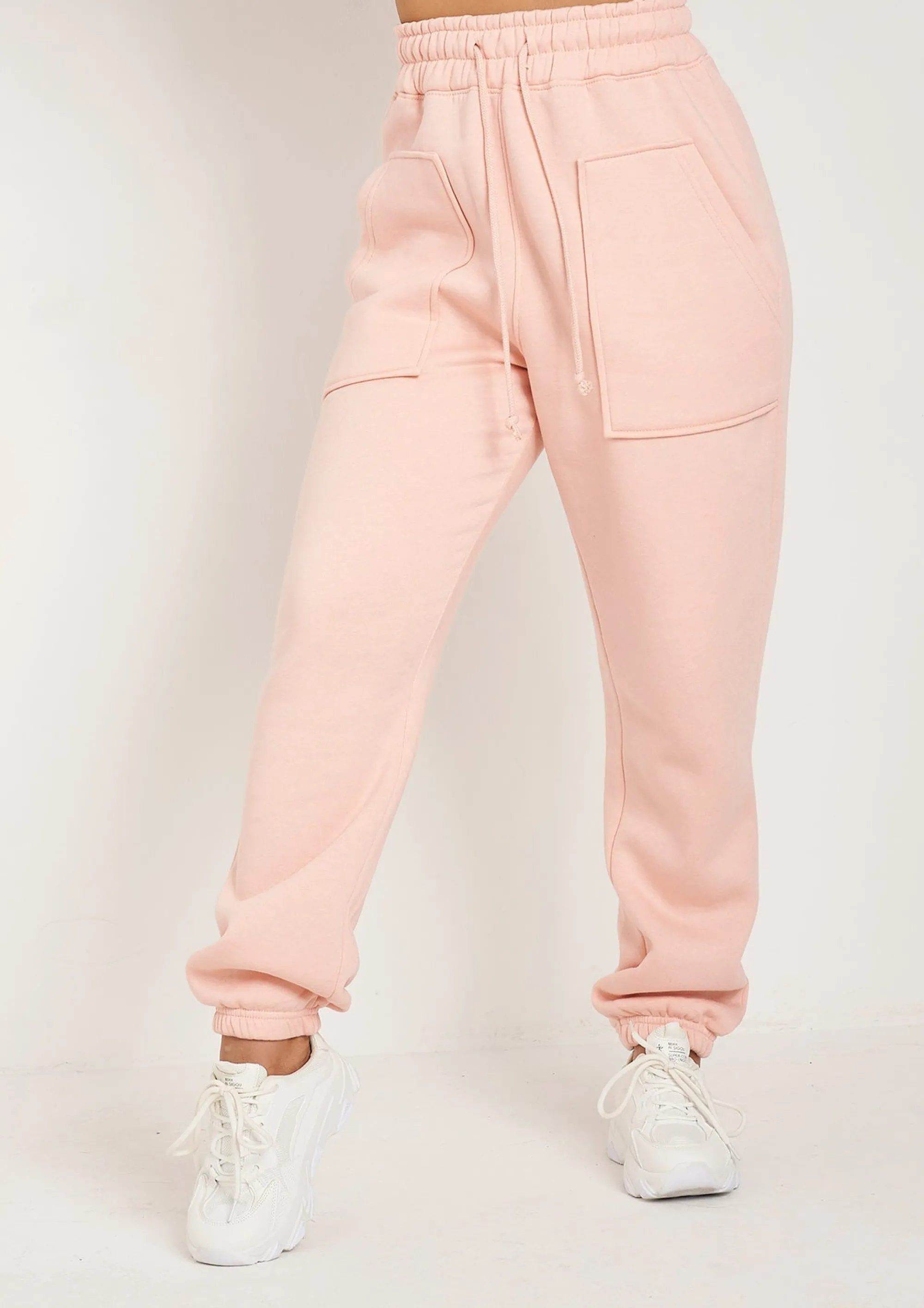 Missy Empire Romy Peach Pocket Front Oversized Joggers^Women Tracksuits