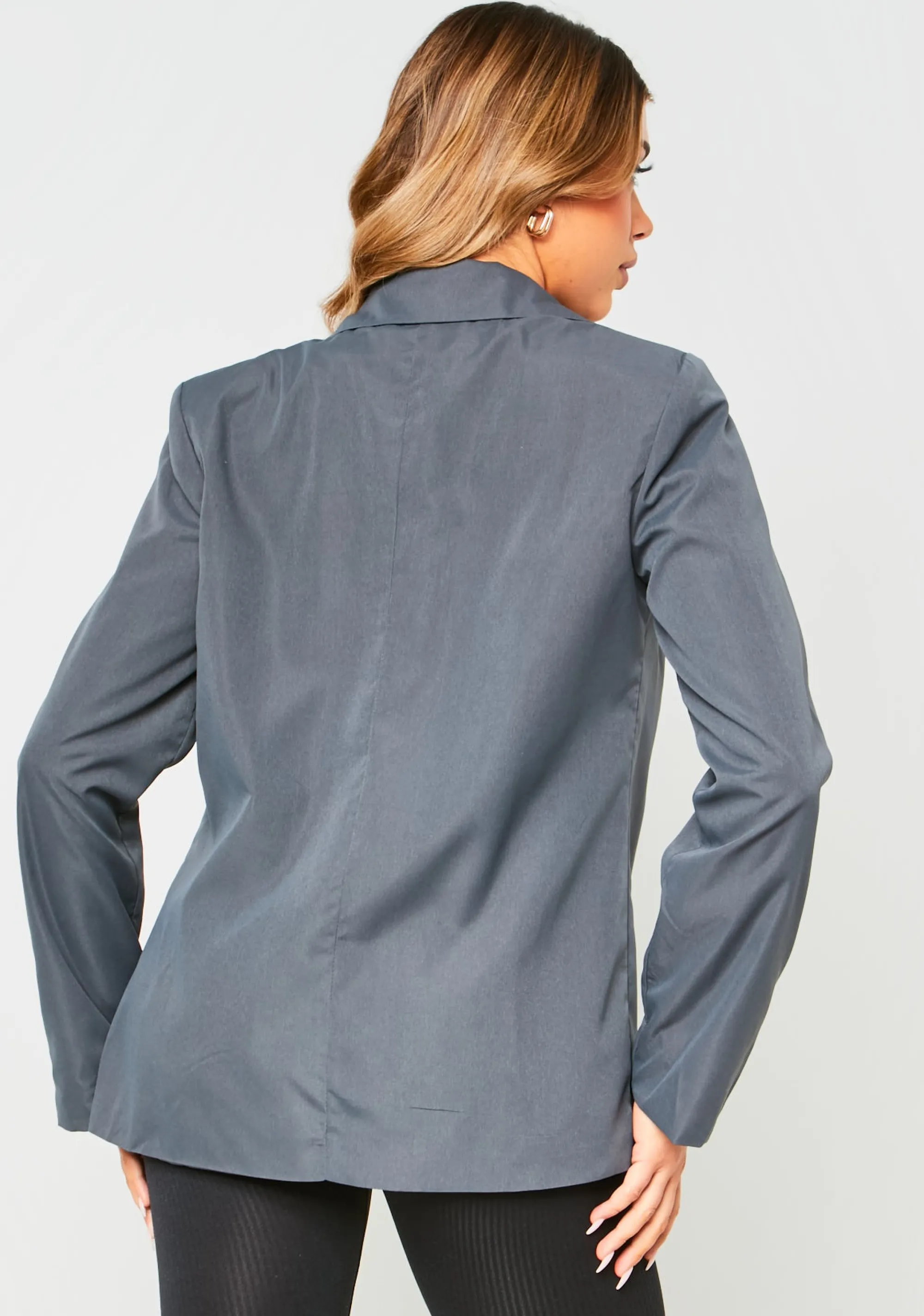 Missy Empire Sabrina Charcoal Tailored Oversized Blazer Discount