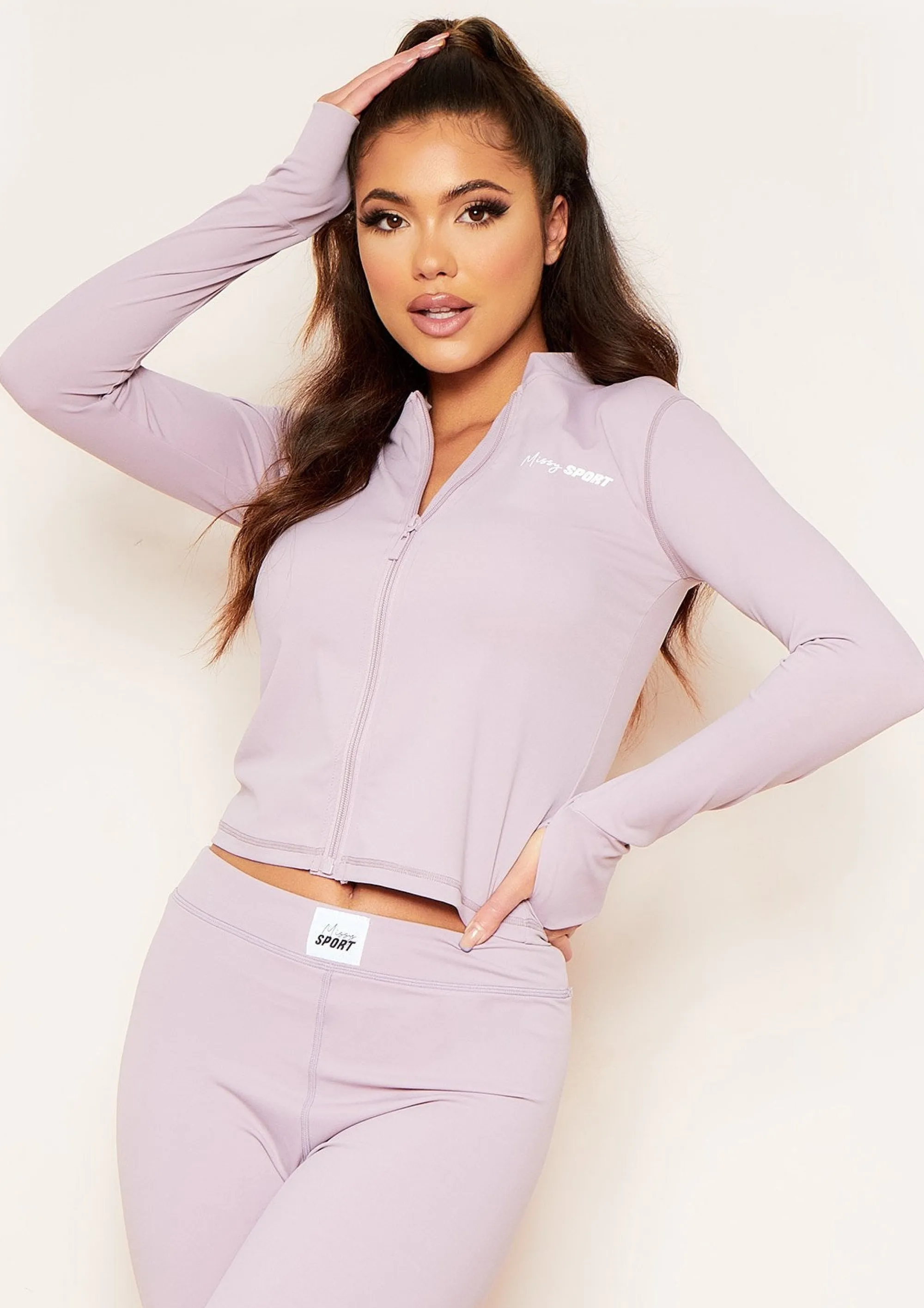 Missy Empire Sadie Mauve Missy Sports Zip Up Gym Jacket^Women Activewear