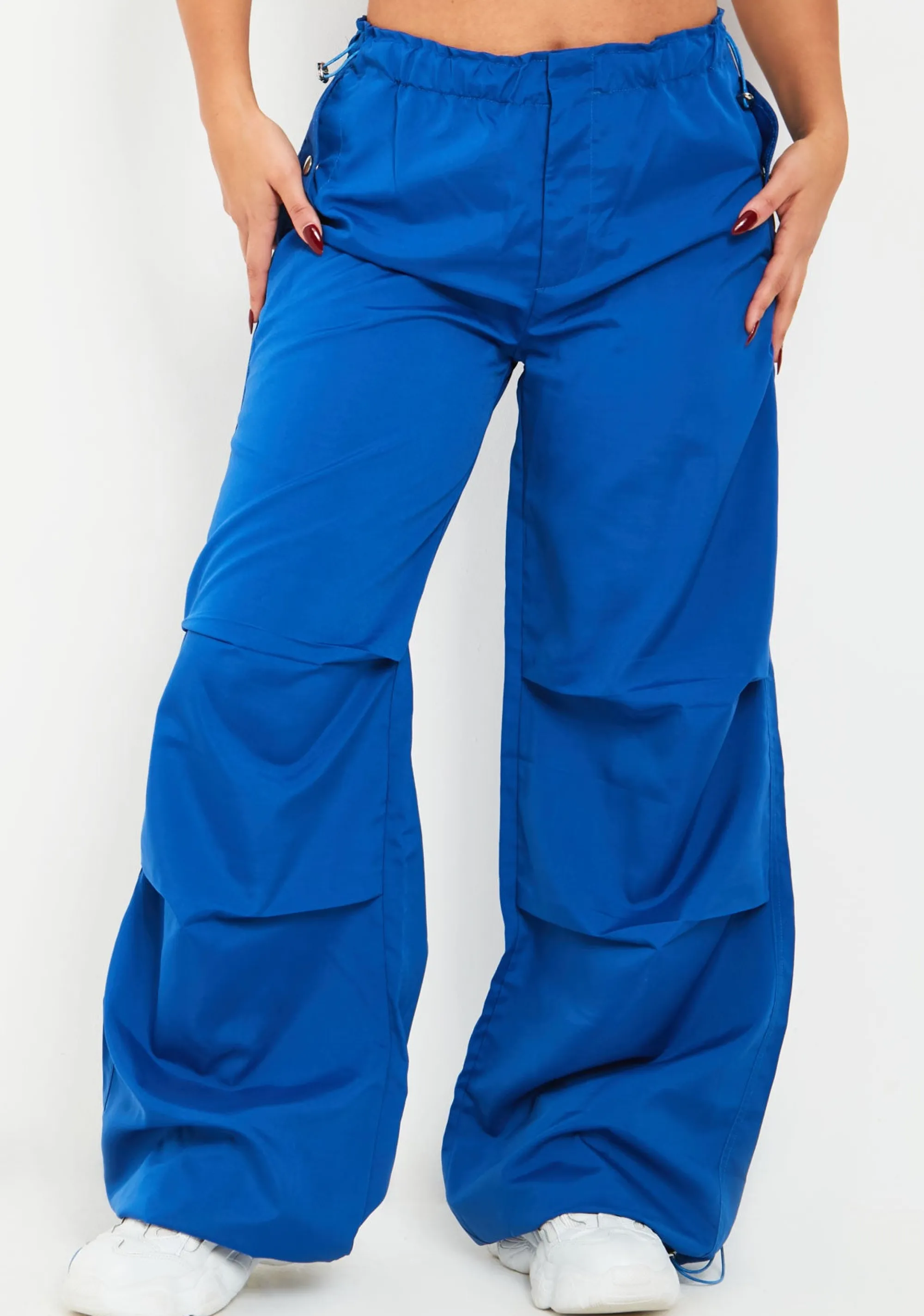 Missy Empire Samantha Cobalt Blue Parachute Cargo Pants^Women Trousers