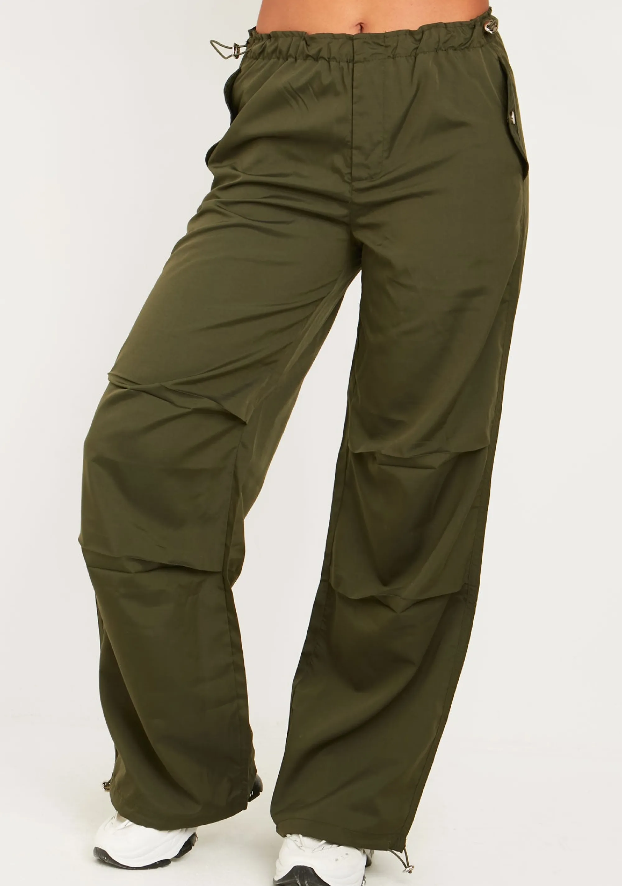 Missy Empire Samantha Khaki Toggle Low Waist Parachute Cargo Pants^Women Trousers