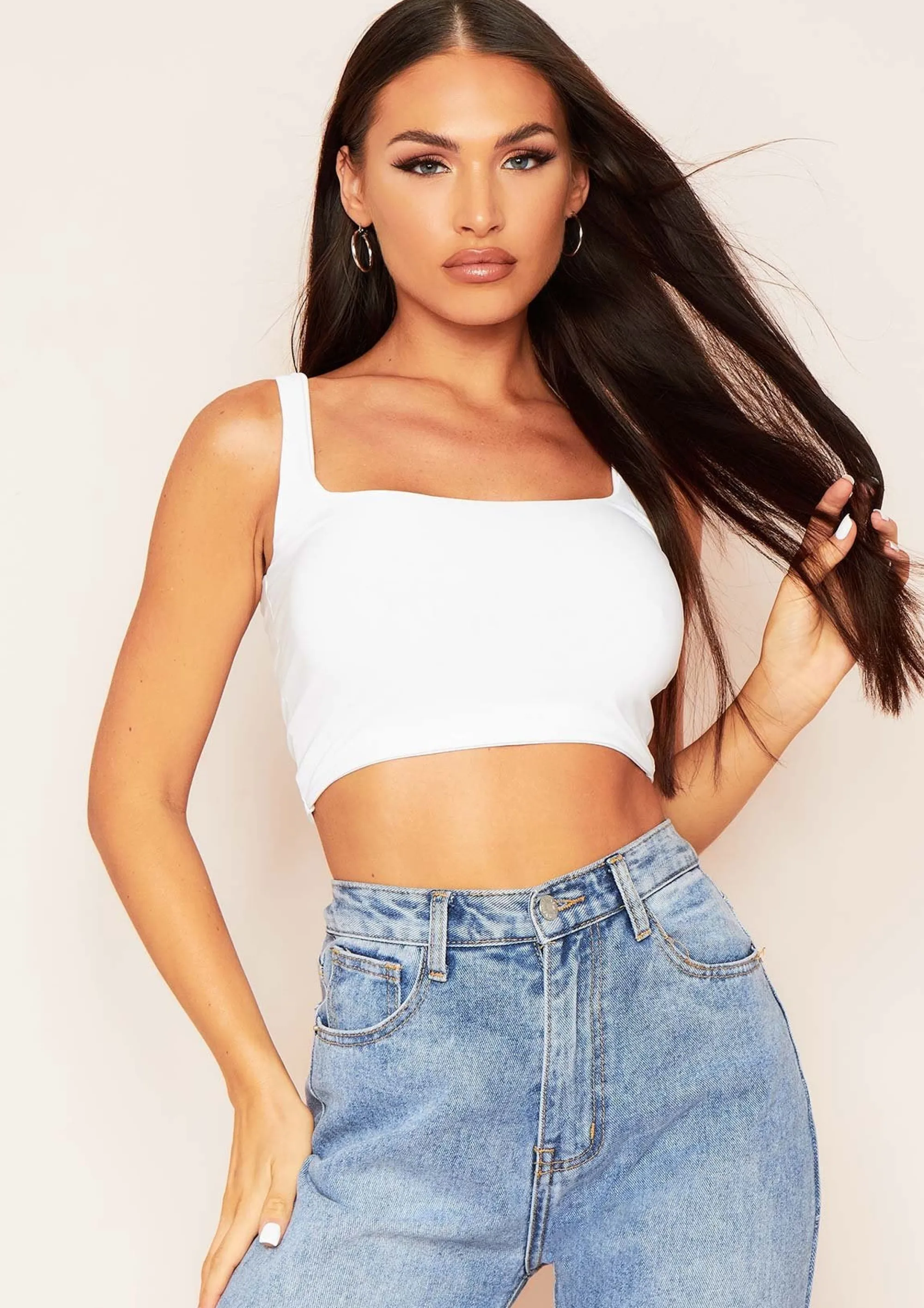 Missy Empire Selena White Square Neck Crop Top Online