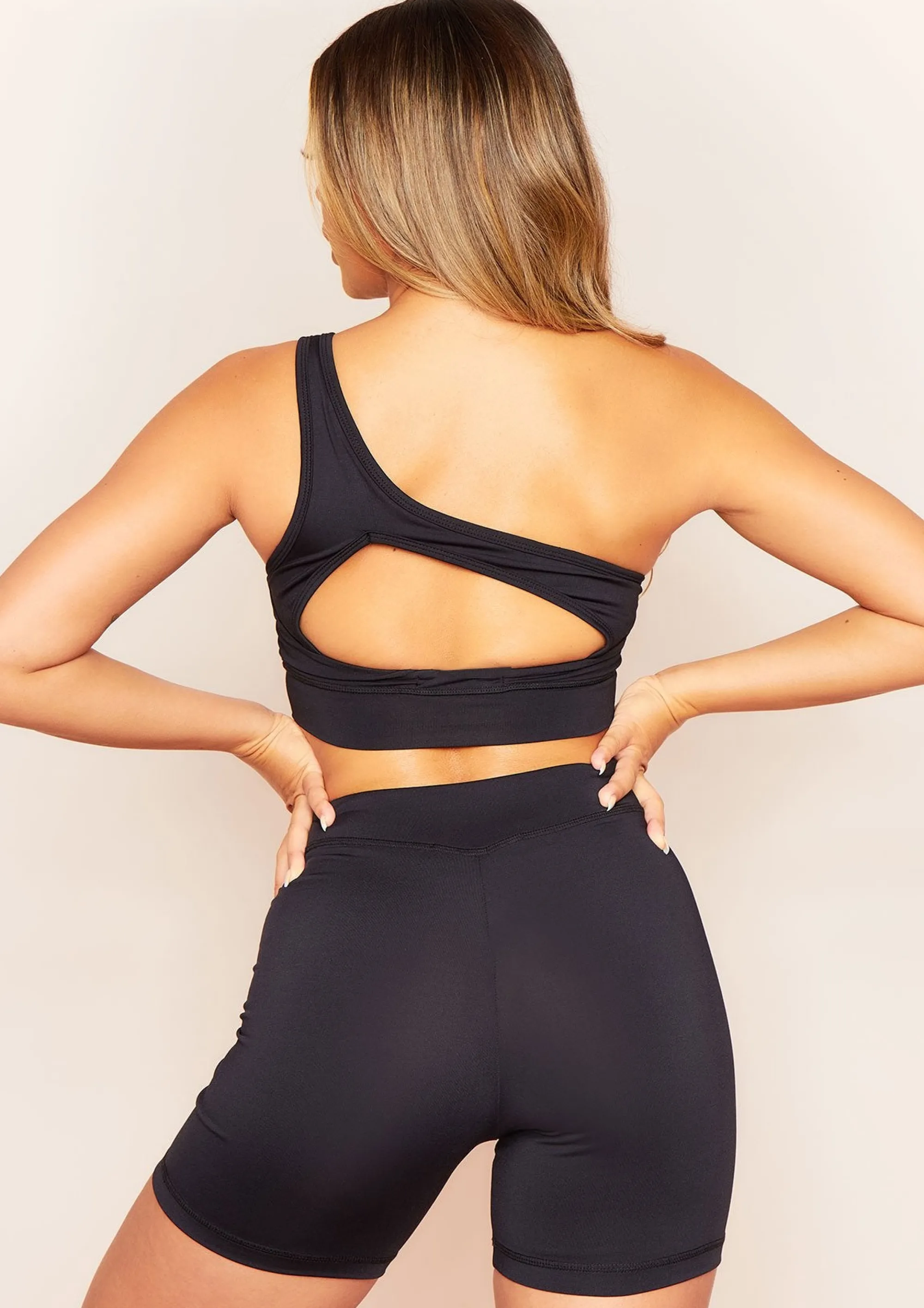 Missy Empire Siera Black Missy Sport One Shoulder Cut Out Gym Top Sale