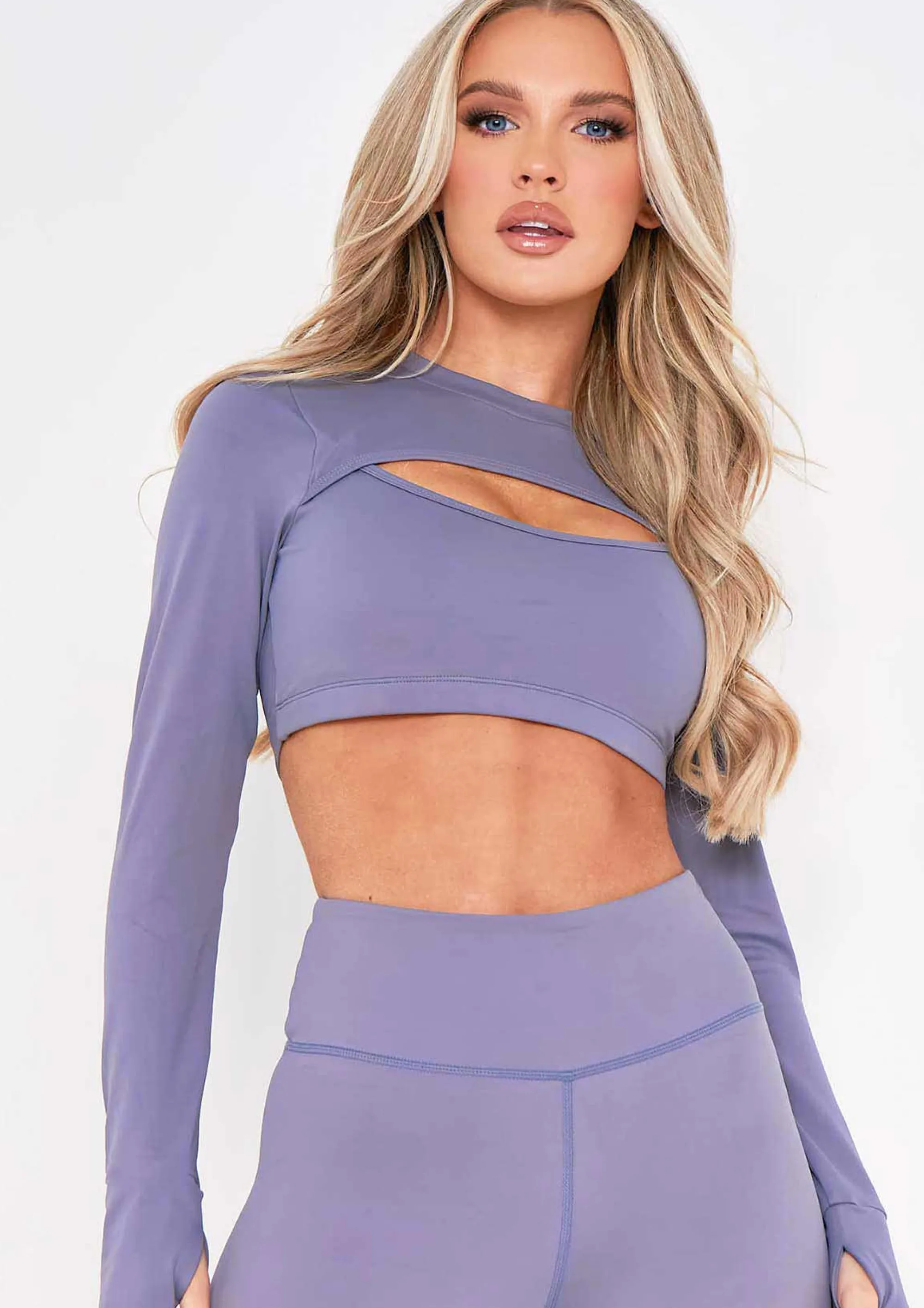 Missy Empire Sofia Grey Cut Out Gym Crop Top New