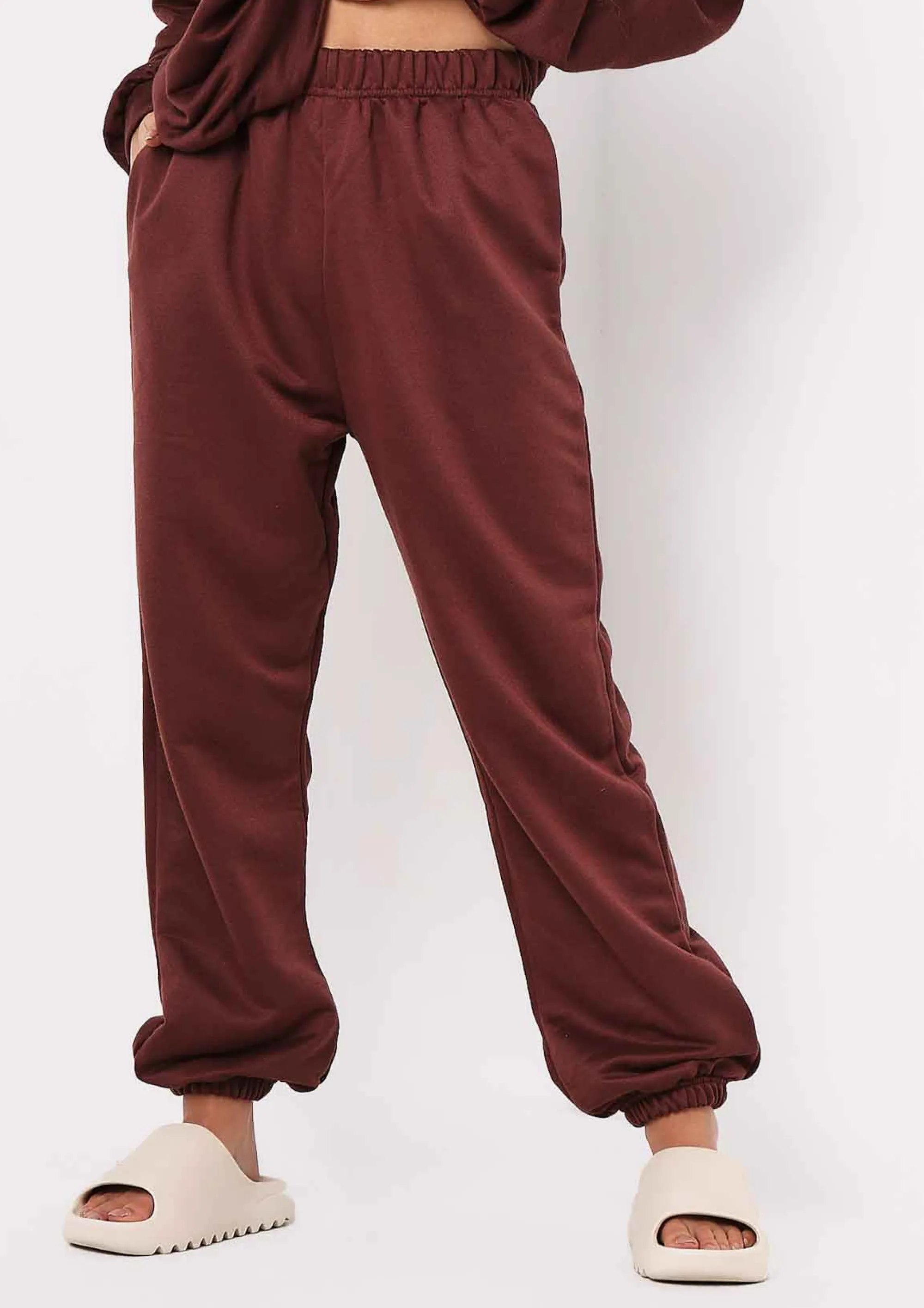 Missy Empire Stella Chocolate Casual High Waisted Joggers^Women Loungewear