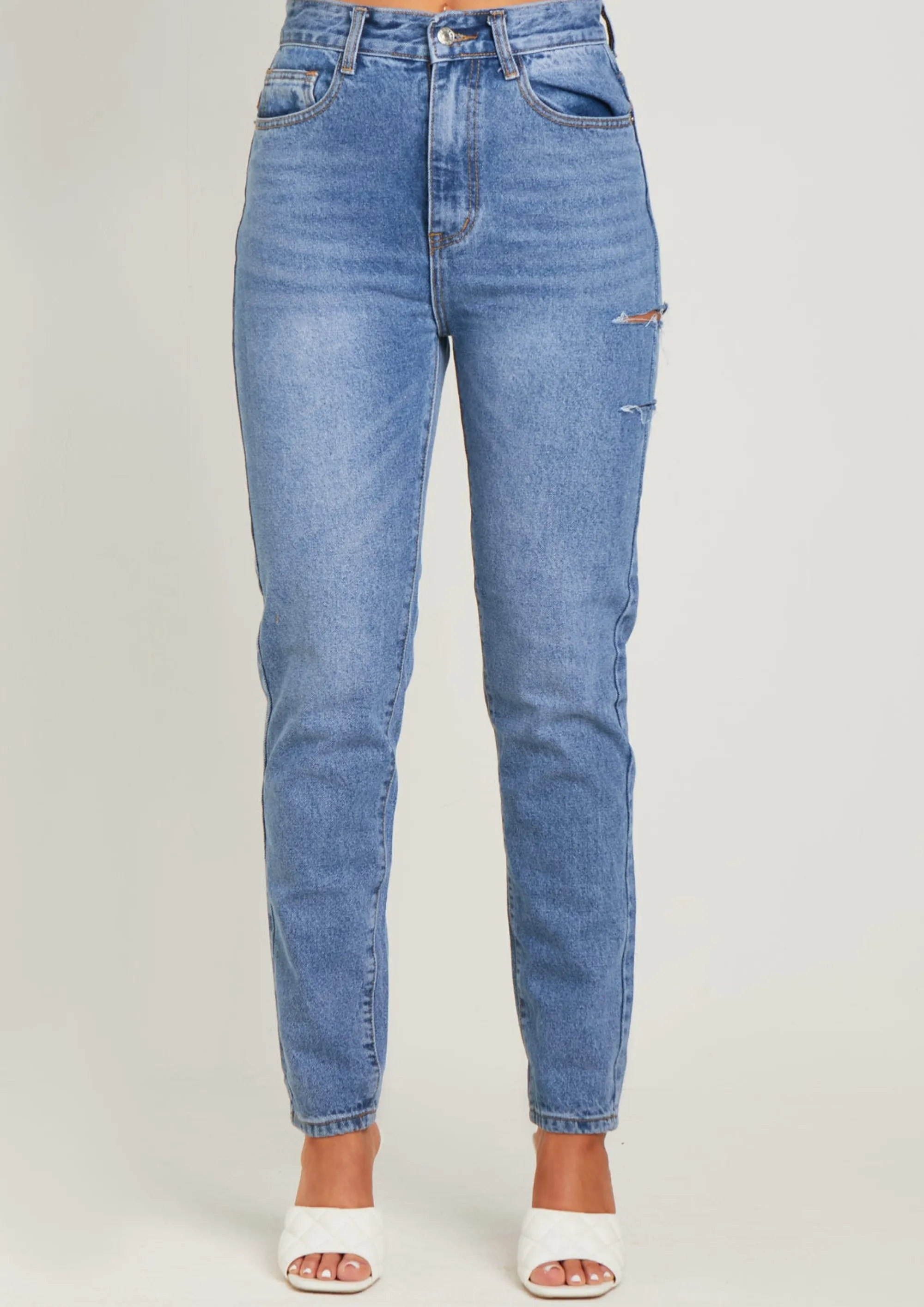 Missy Empire Syden Denim Ripped Side Mom Jeans Online