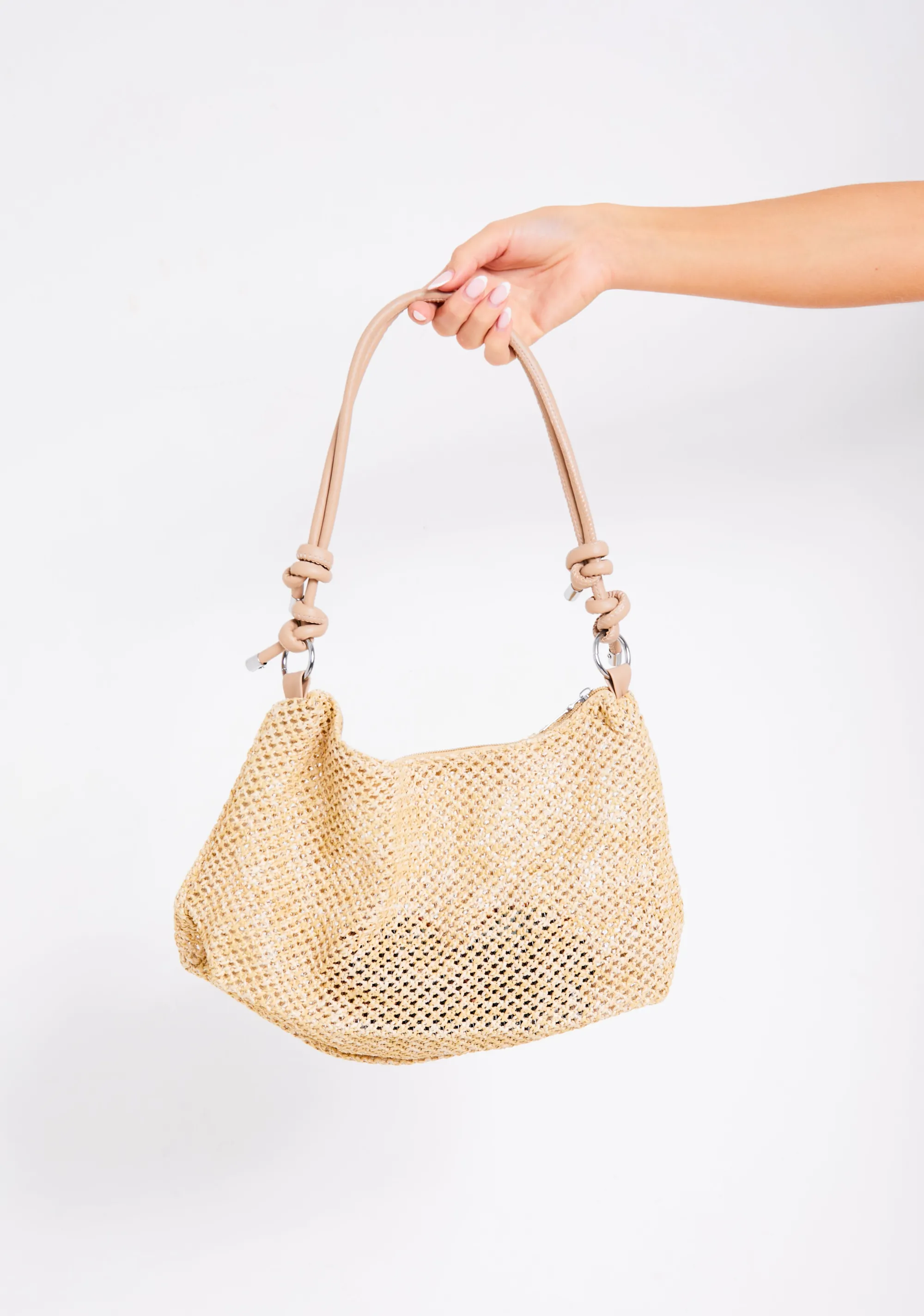 Missy Empire Tara Beige Raffia Detail Shoulder Bag^Women Bags & Purses