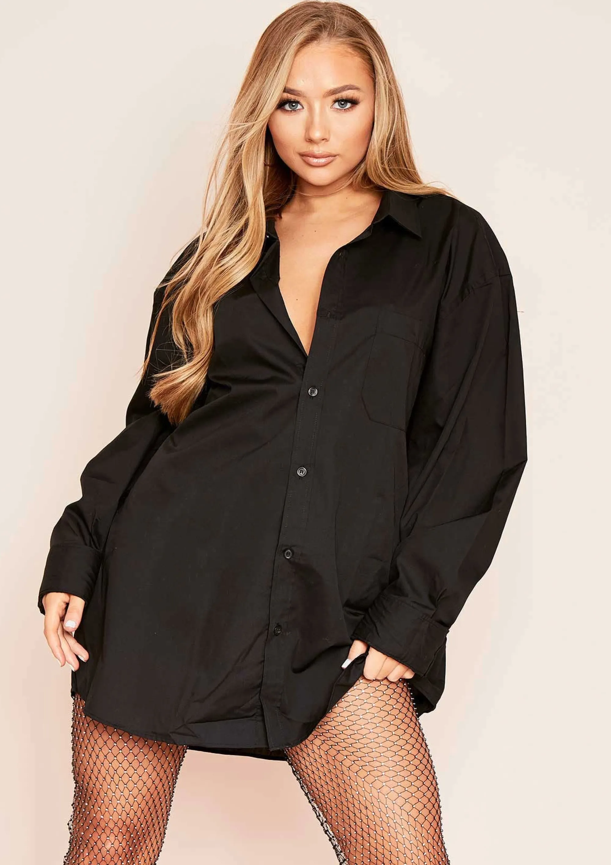 Missy Empire Tara Black Oversized Shirt Dress^Women Dresses