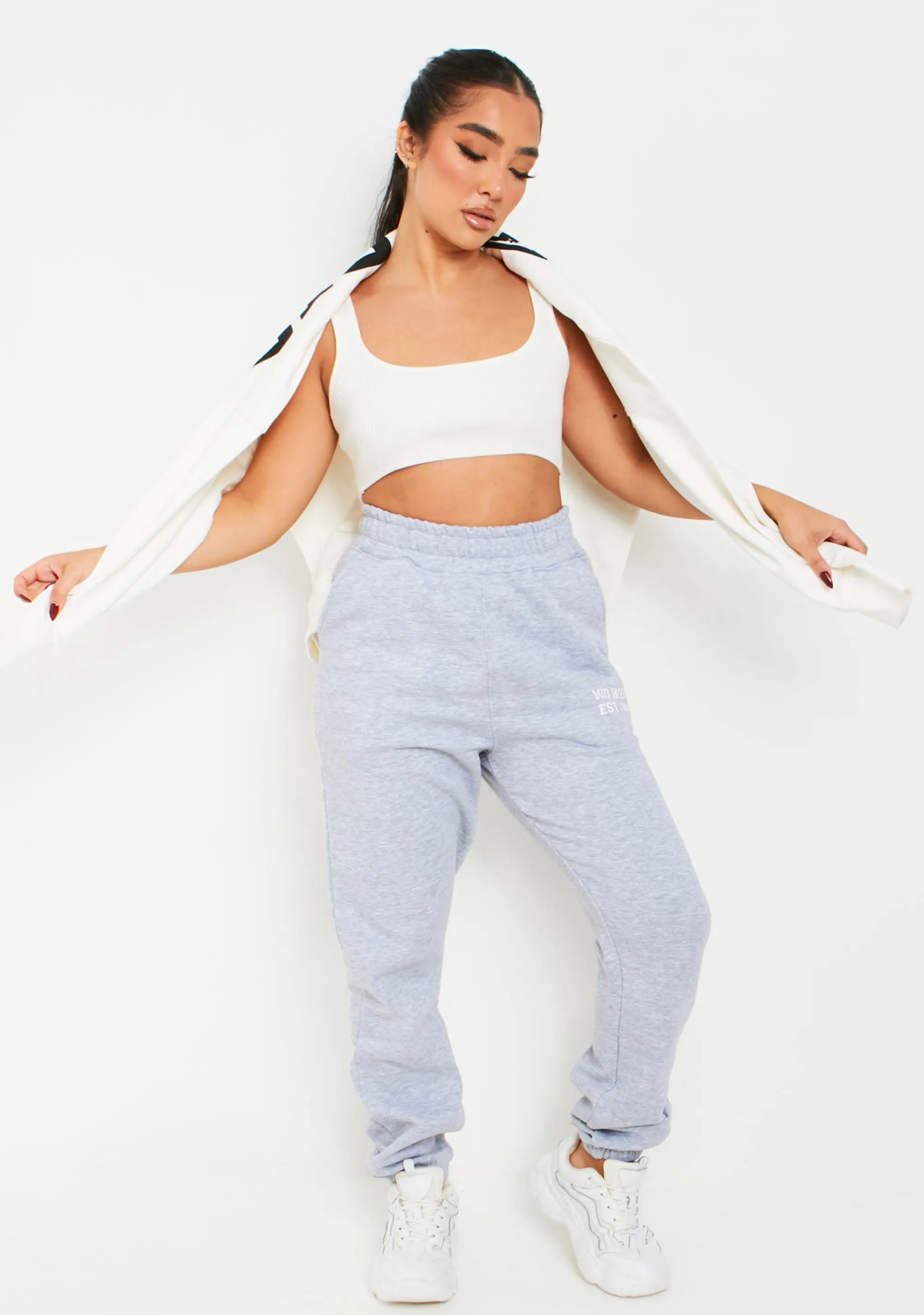 Missy Empire Tyra Grey 90's Cuffed Jogger^Women Loungewear