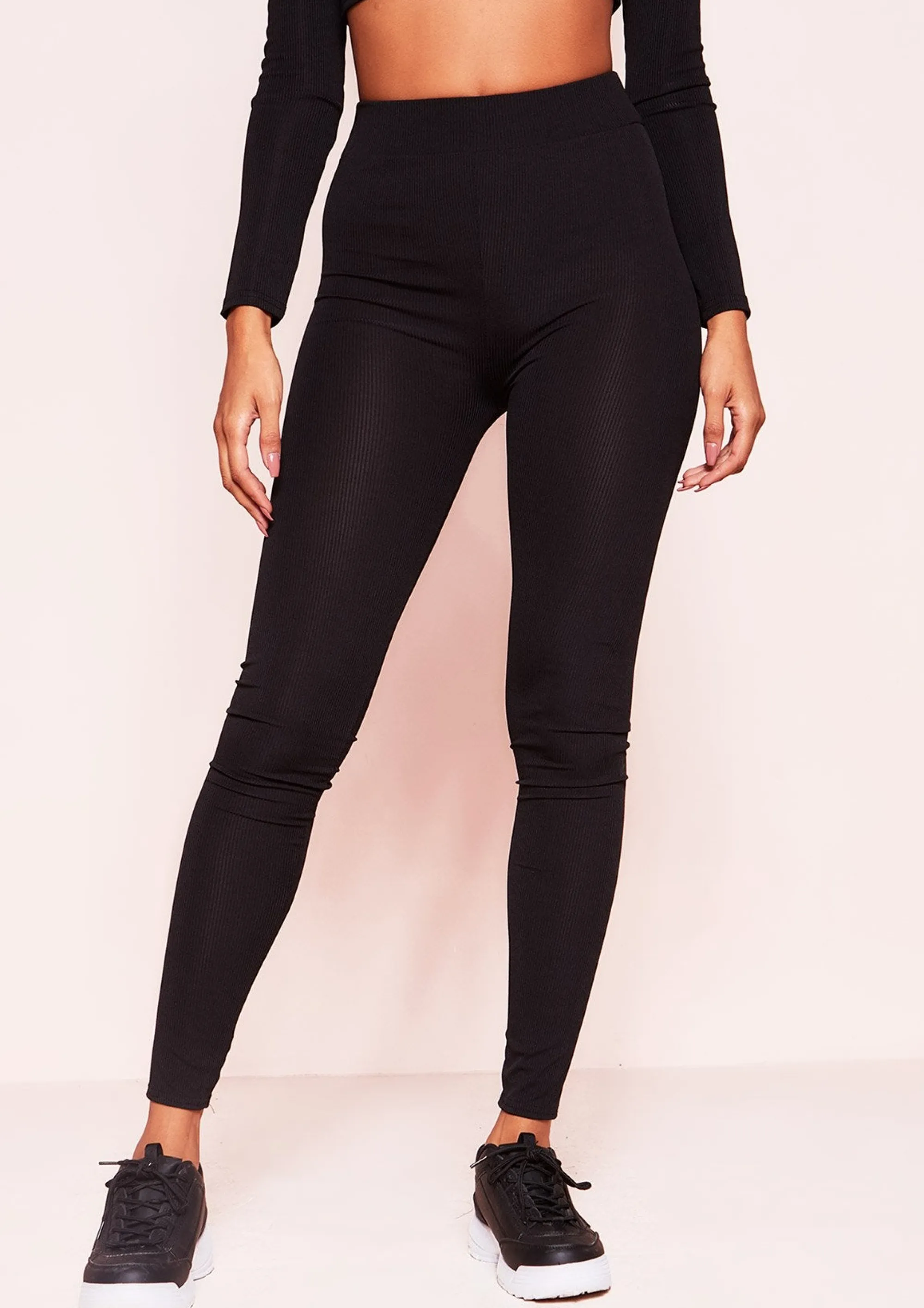 Missy Empire Vanessa Black Ribbed Leggings^Women Loungewear