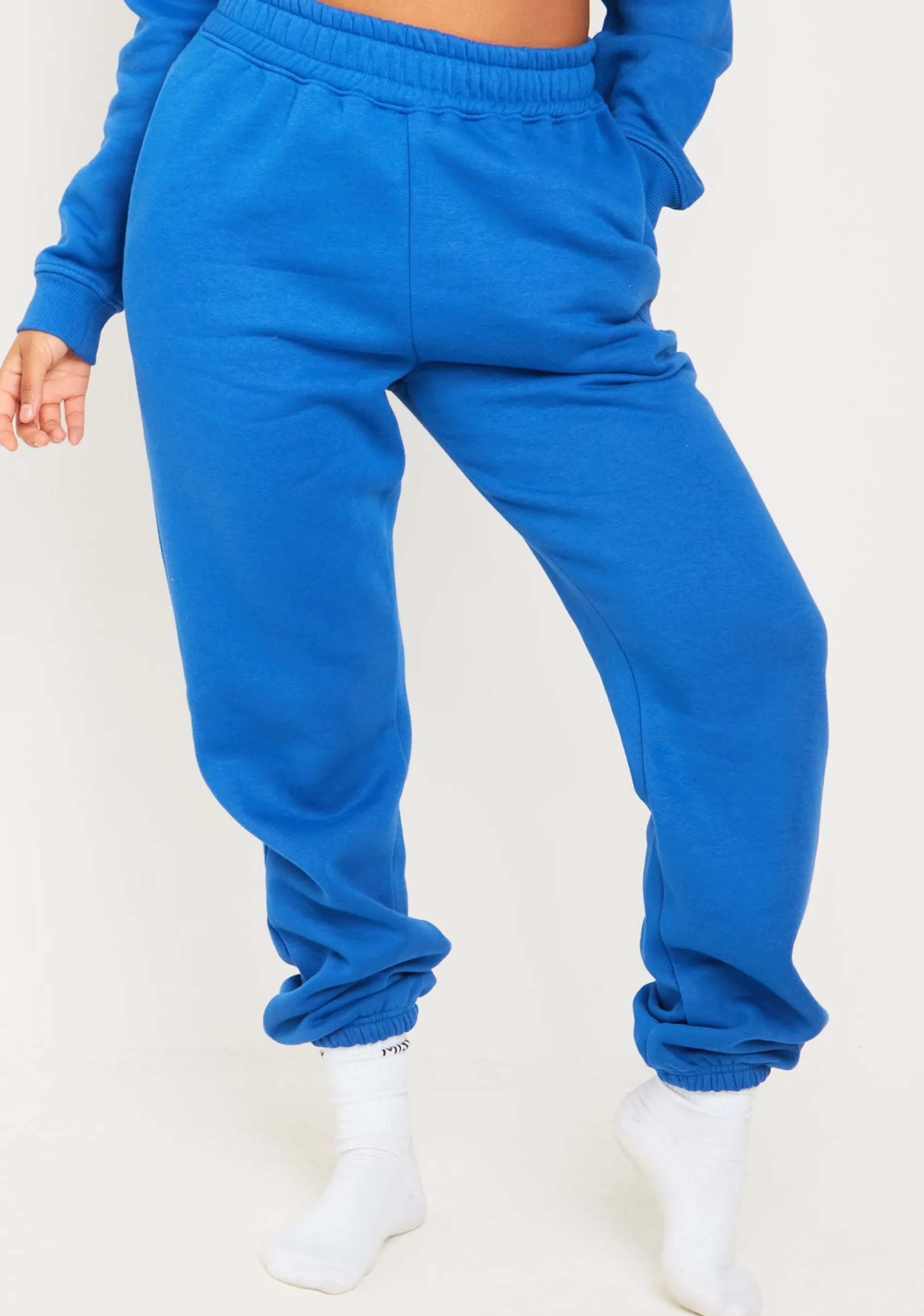 Missy Empire Verity Blue Missy Girl Embroidered 90's Cuffed Jogger^Women Tracksuits