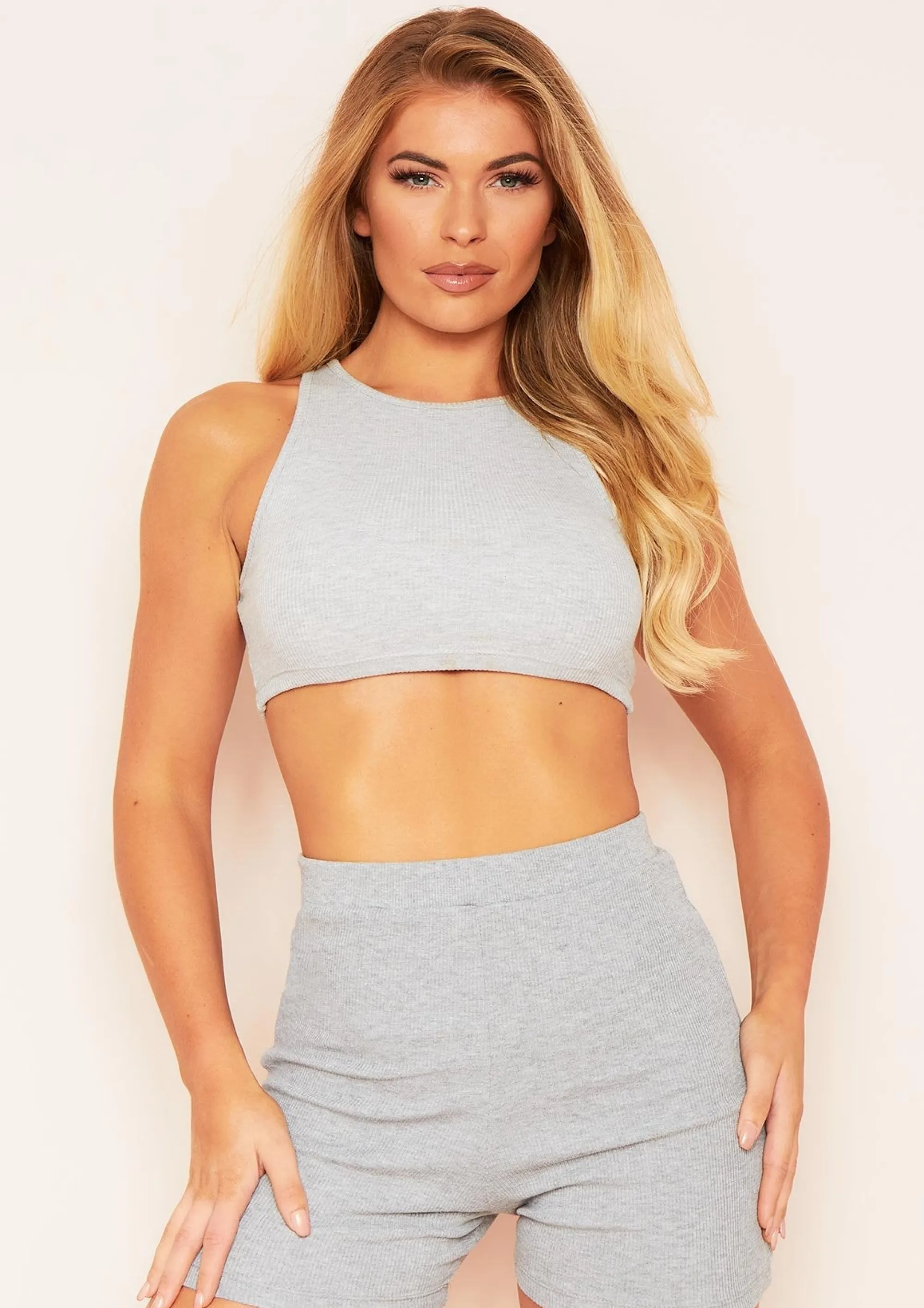 Missy Empire Zuri Grey Ribbed Race Crop Top Cheap